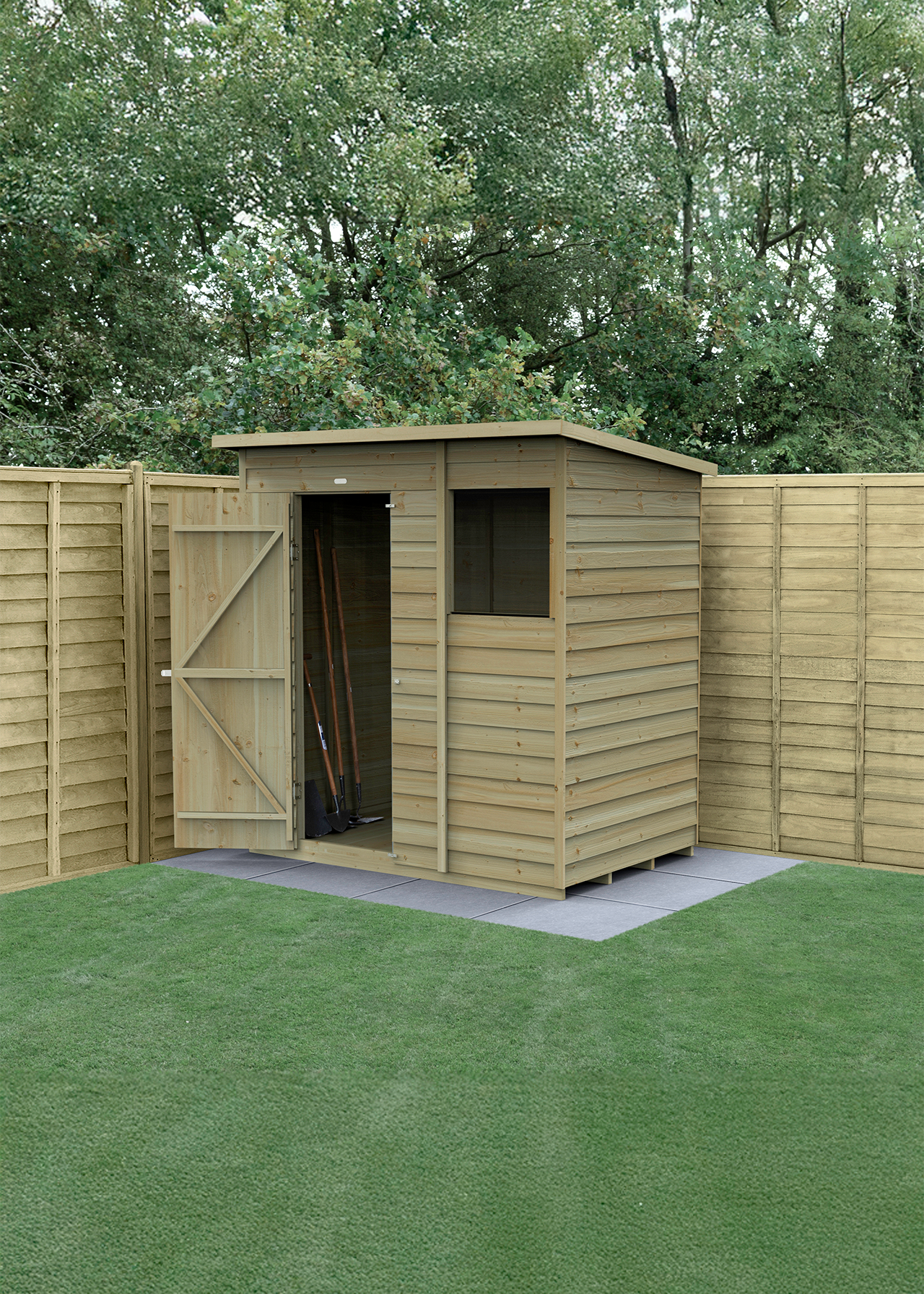 4LIFE Pent Shed 6x4 With Single Door & 1 Window (Installed)