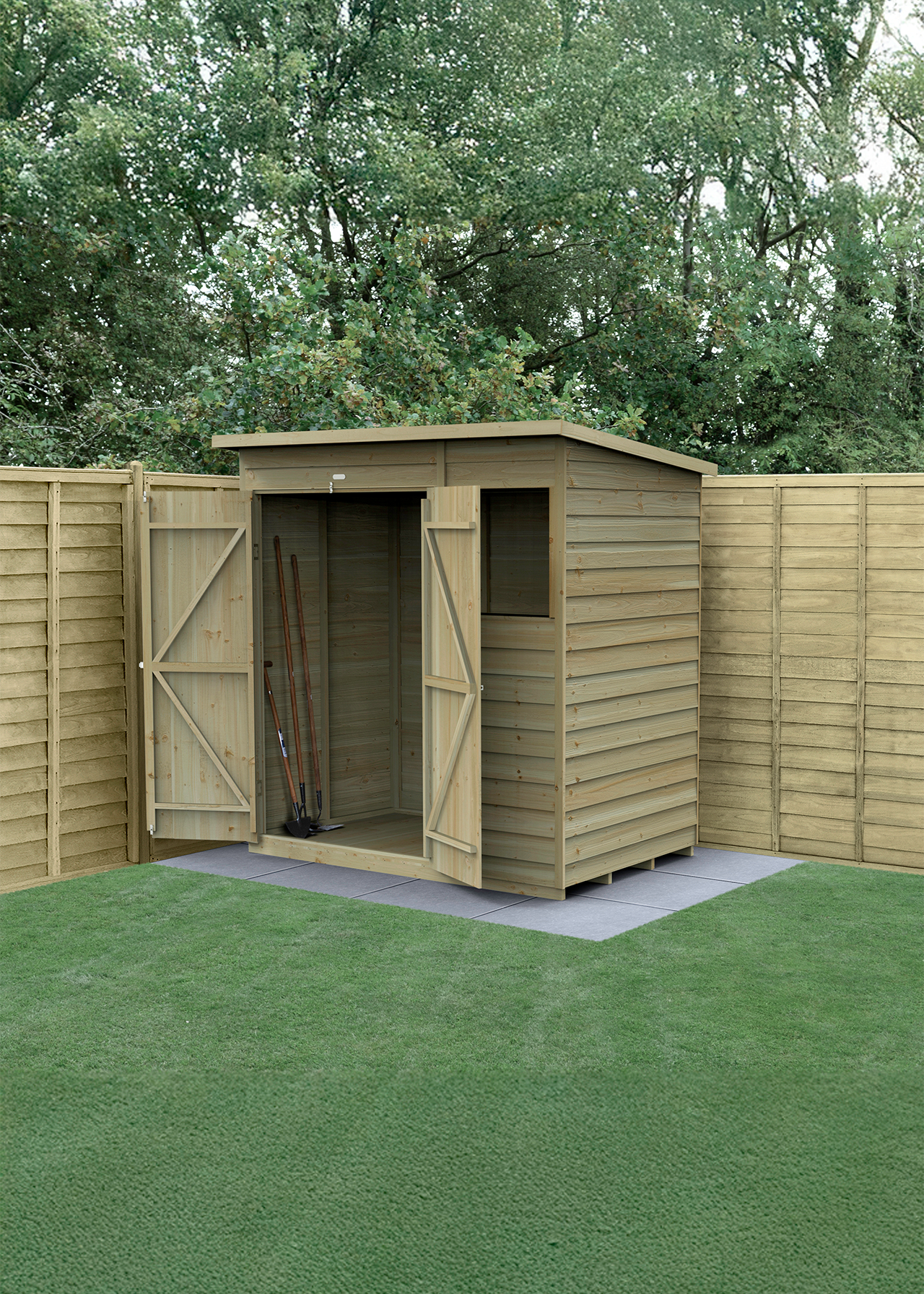 4LIFE Pent Shed 6x4 With Double Door & 1 Window (Installed)