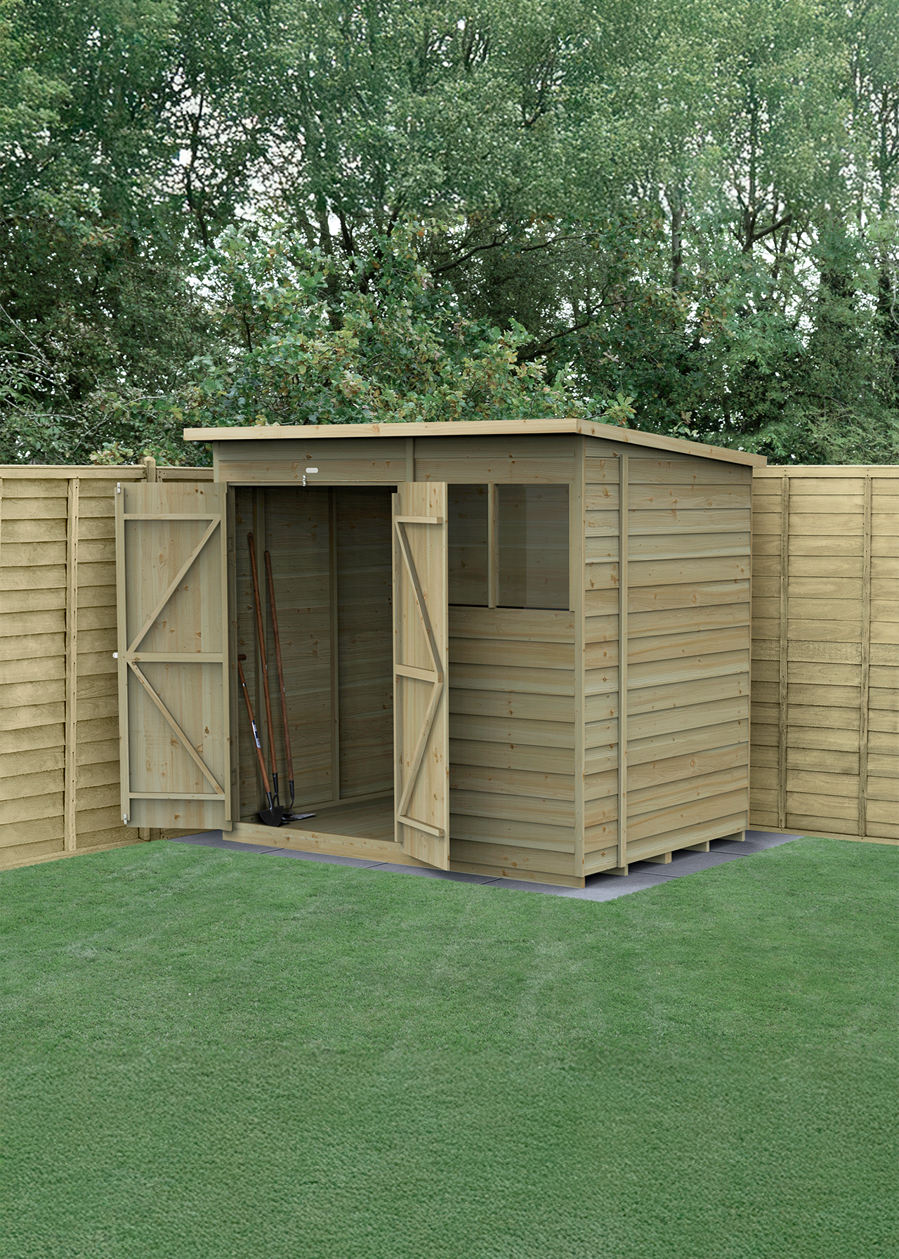 4LIFE Pent Shed 7x5 With Double Door & 2 Windows (Installed)