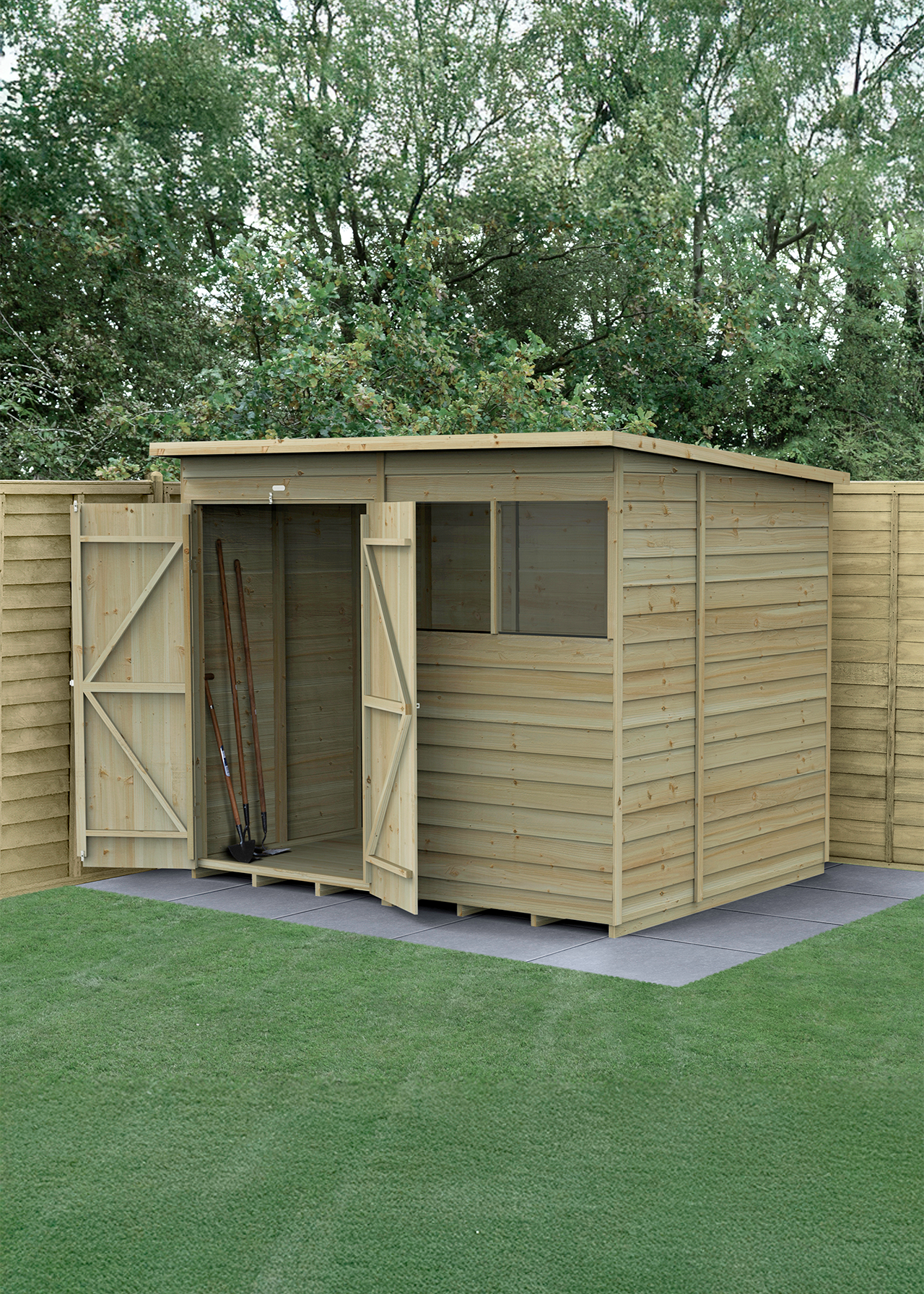 4LIFE Pent Shed 8x6 With Double Door & 2 Windows