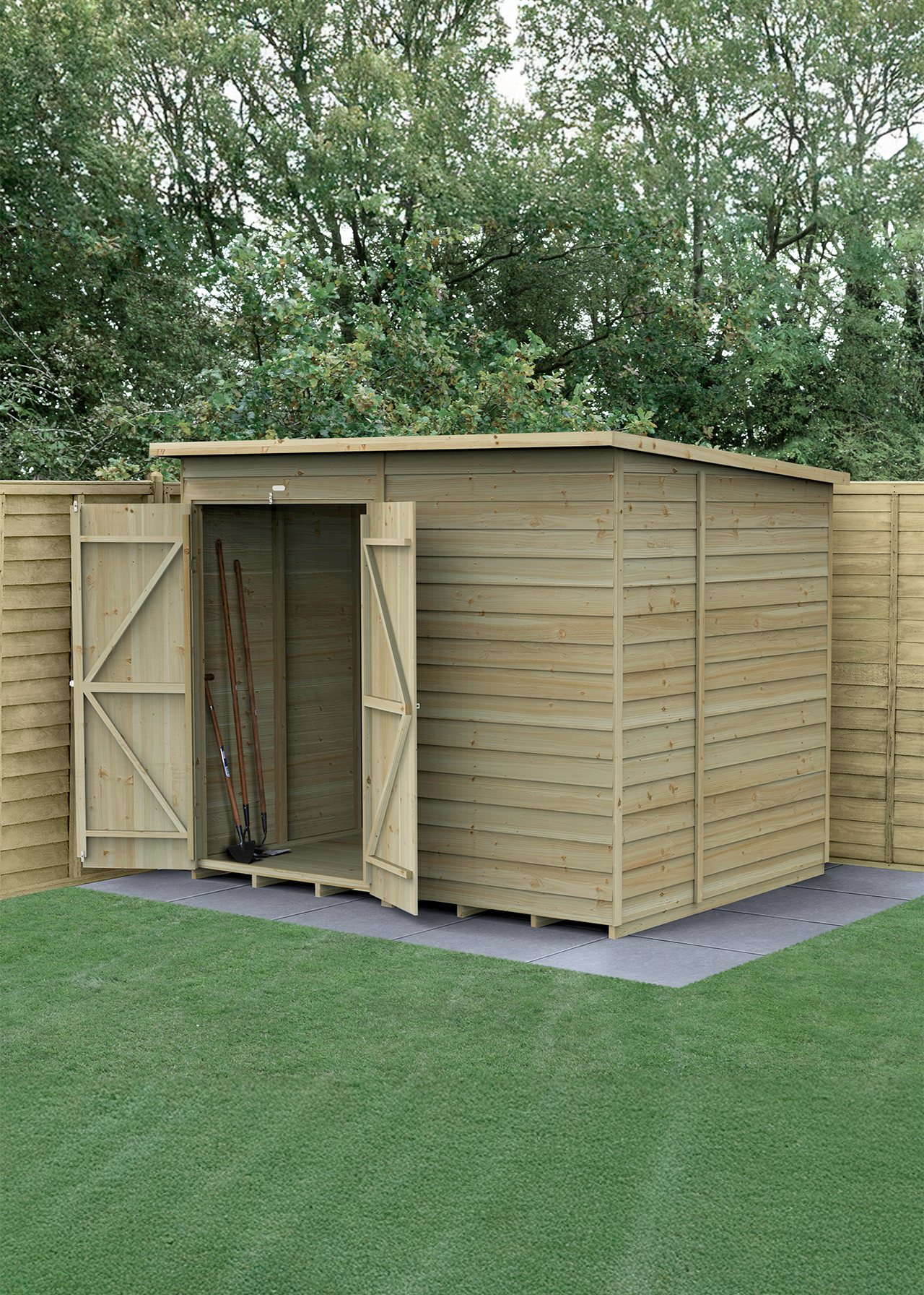 4LIFE Pent Shed 8x6 With Double Door (Installed)