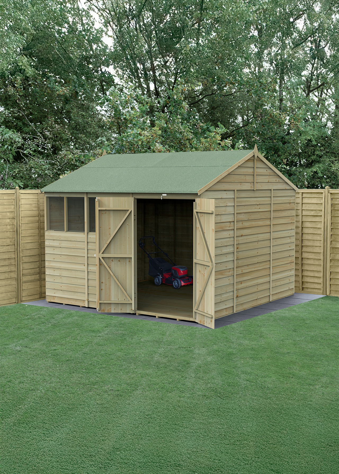 4LIFE Reverse Apex Shed 10x10 With 4 Windows (Installed)