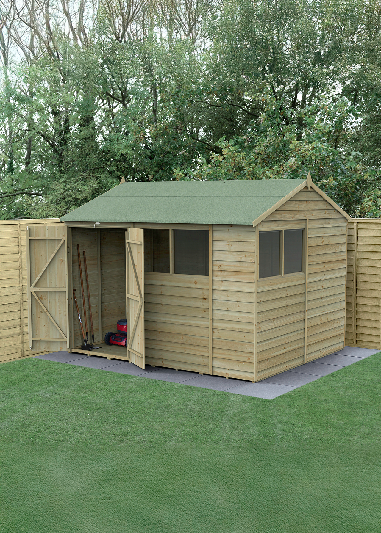 4LIFE Reverse Apex Shed 10x8 With 4 Windows (Installed)