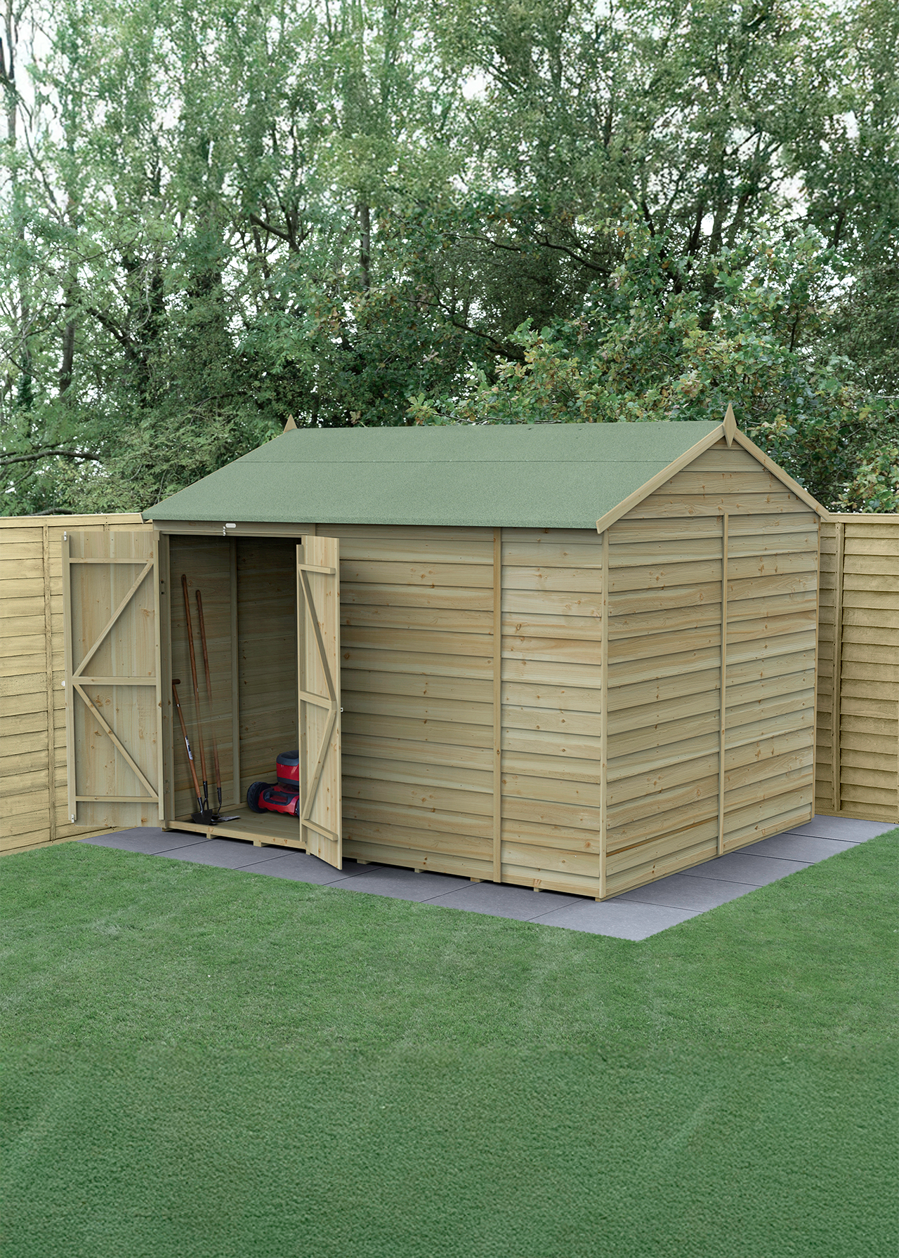 4LIFE Reverse Apex Shed 10x8 With Double Door (Installed)