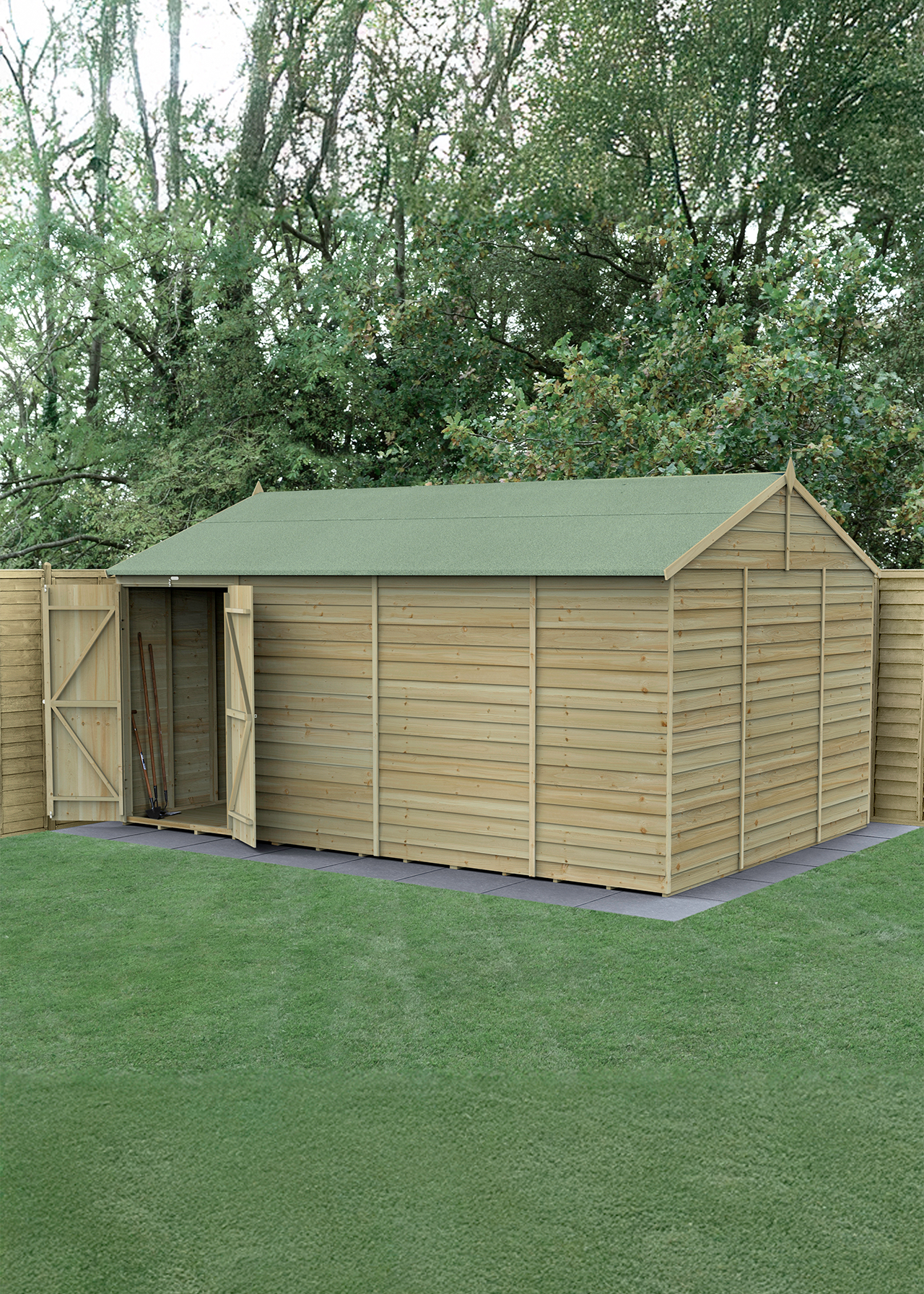 4LIFE Reverse Apex Shed 15x10 With Double Door