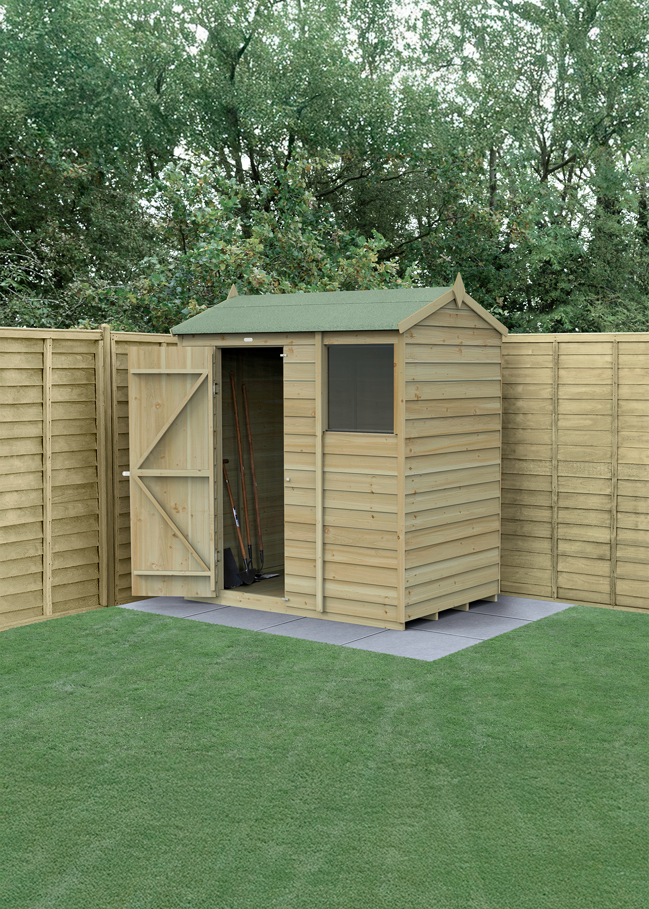 4LIFE Reverse Apex Shed 6x4 With 1 Window (Installed)
