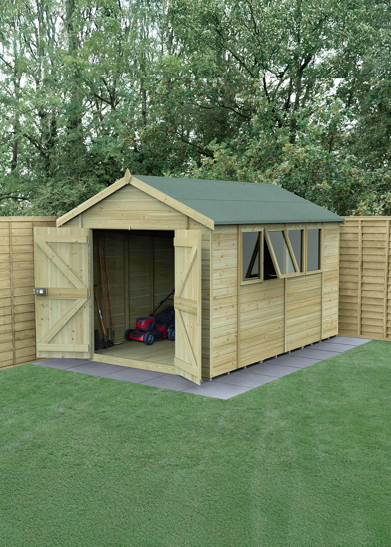 Timberdale 12x8 Apex Shed With Double Door & 4 Windows