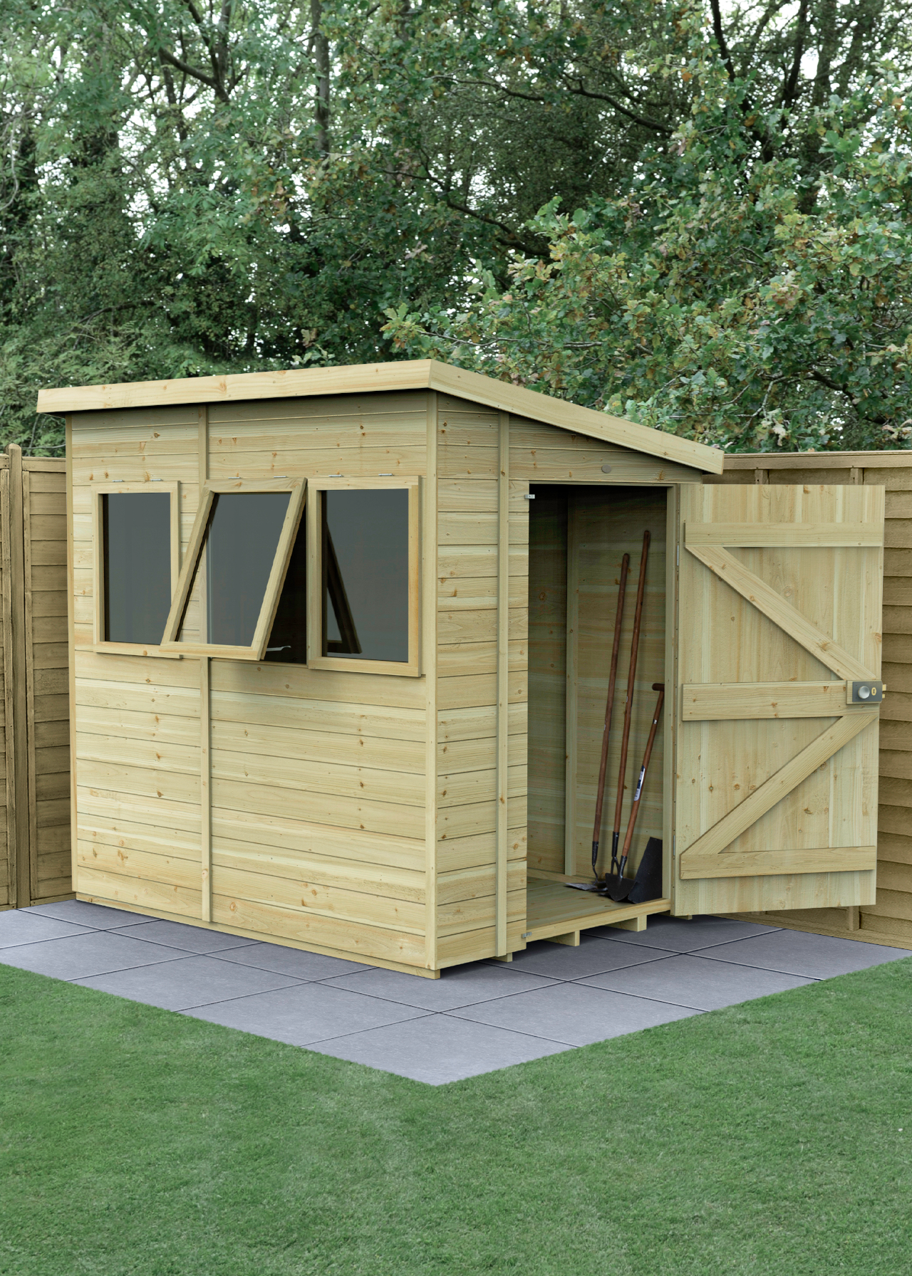 Timberdale 7x5 Pent Shed With Three Windows