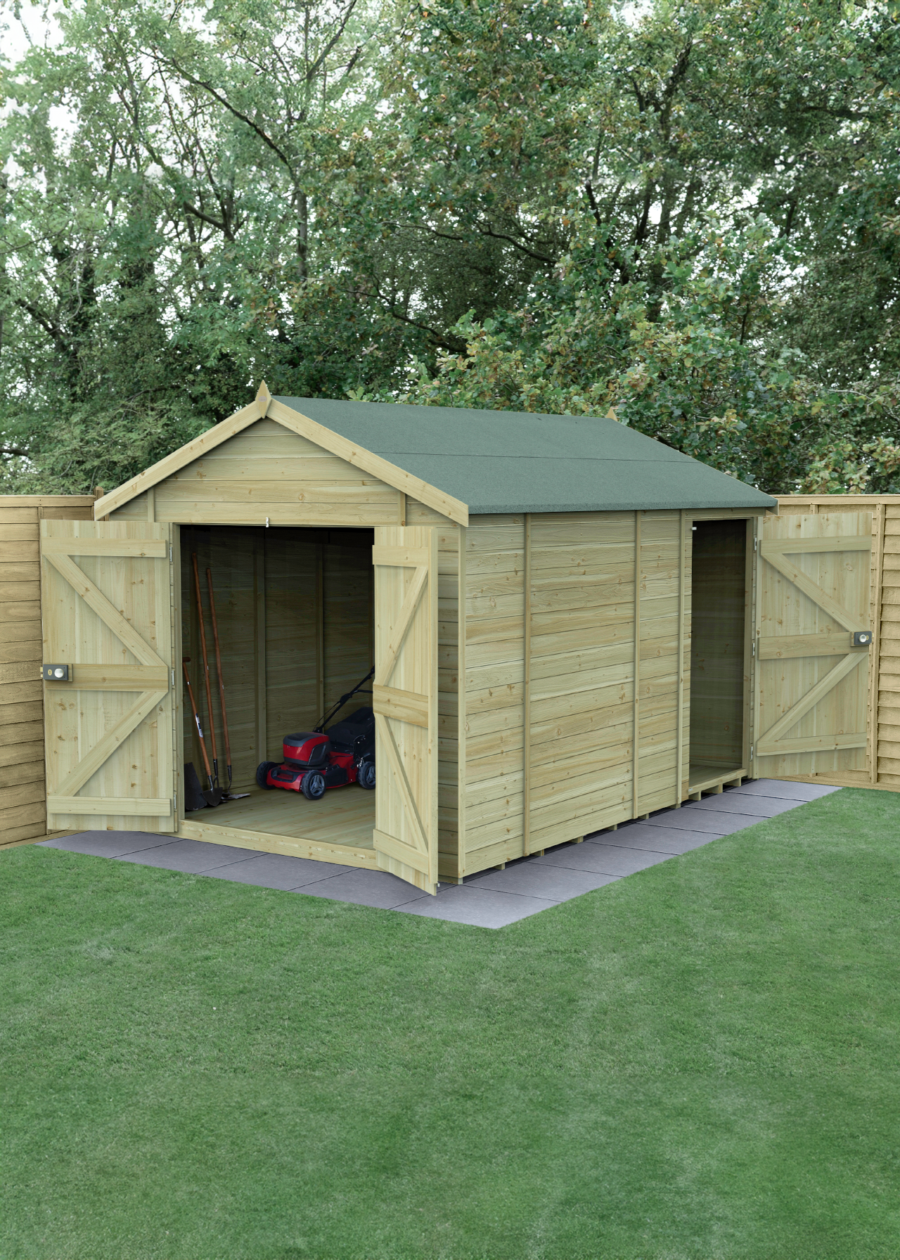 Timberdale 12x8 Apex Combo Shed With Double Door (Installed)