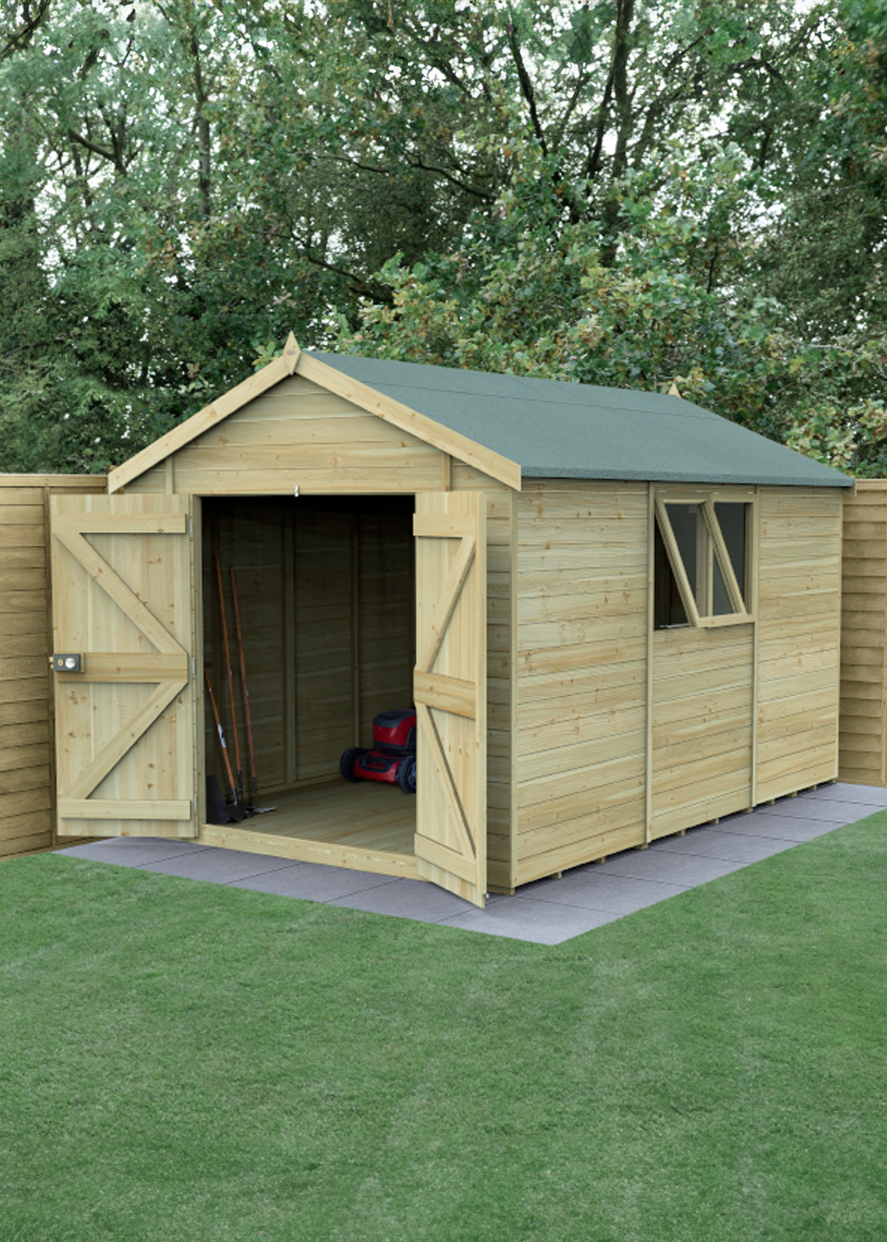 Timberdale 12x8 Apex Shed With Double Door & 2 Windows