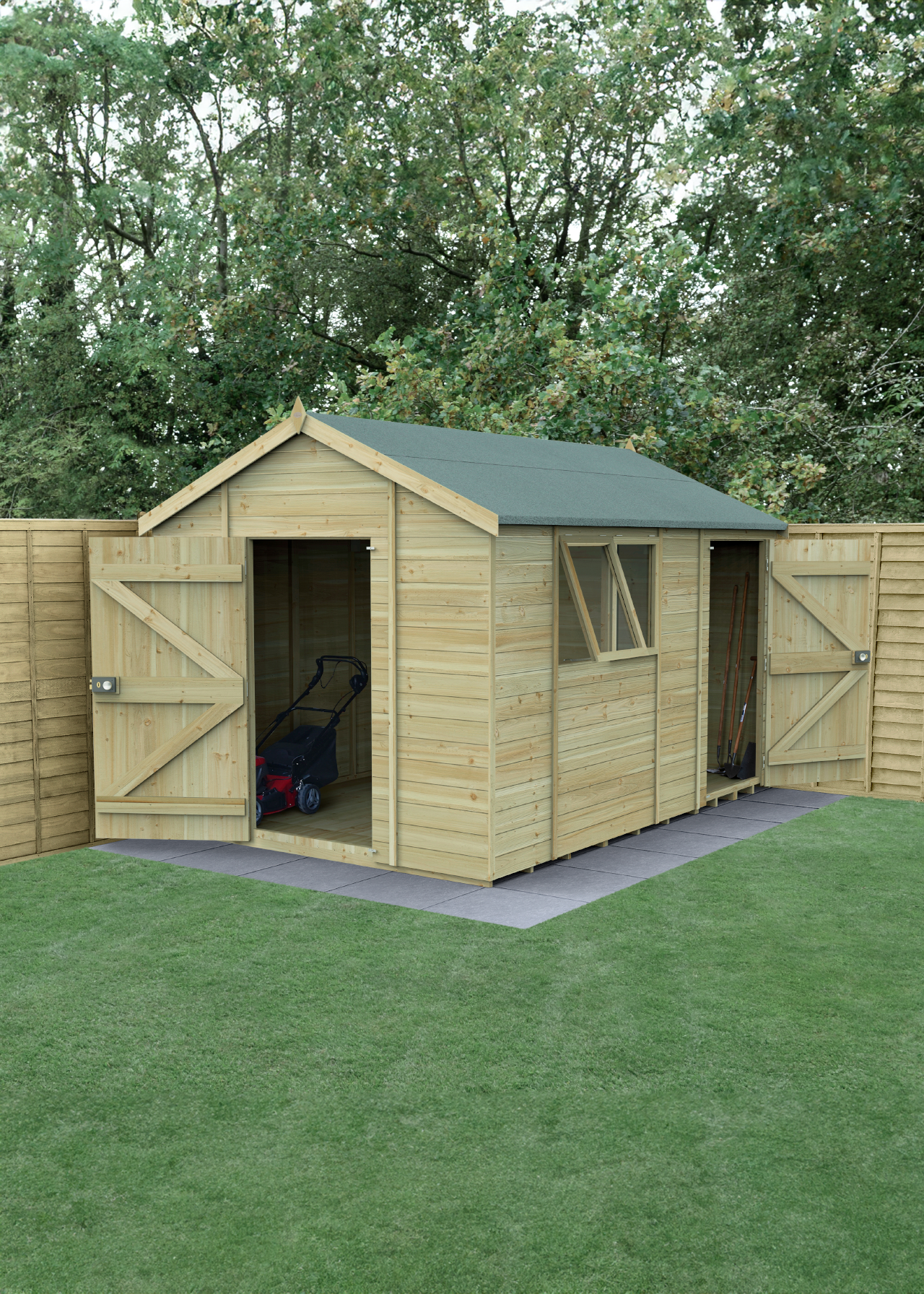 Timberdale 12x8 Reverse Apex Combo Shed With 2 Windows (Inst