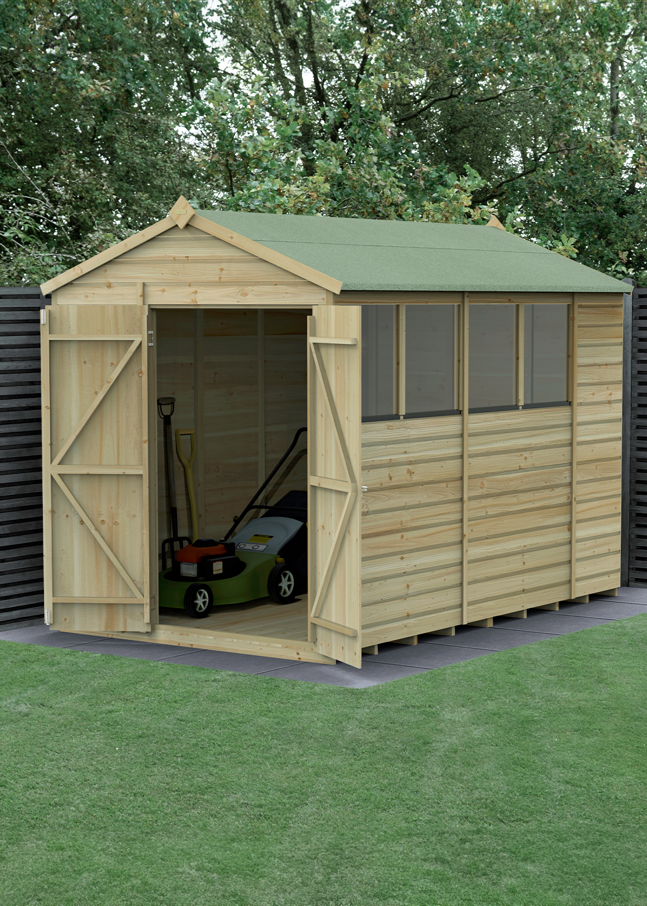 Beckwood 6x10 Apex Shed With Double Door & 4 Windows