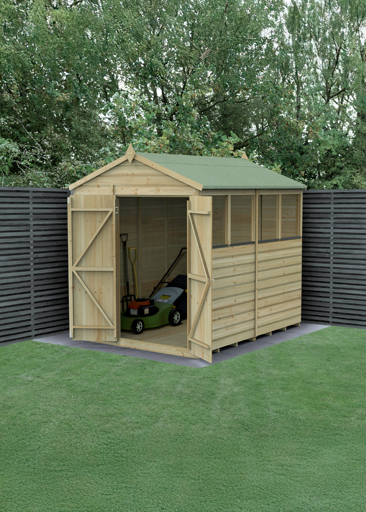 Beckwood 6x8 Apex Shed With Doors & 4 Windows (Installed)