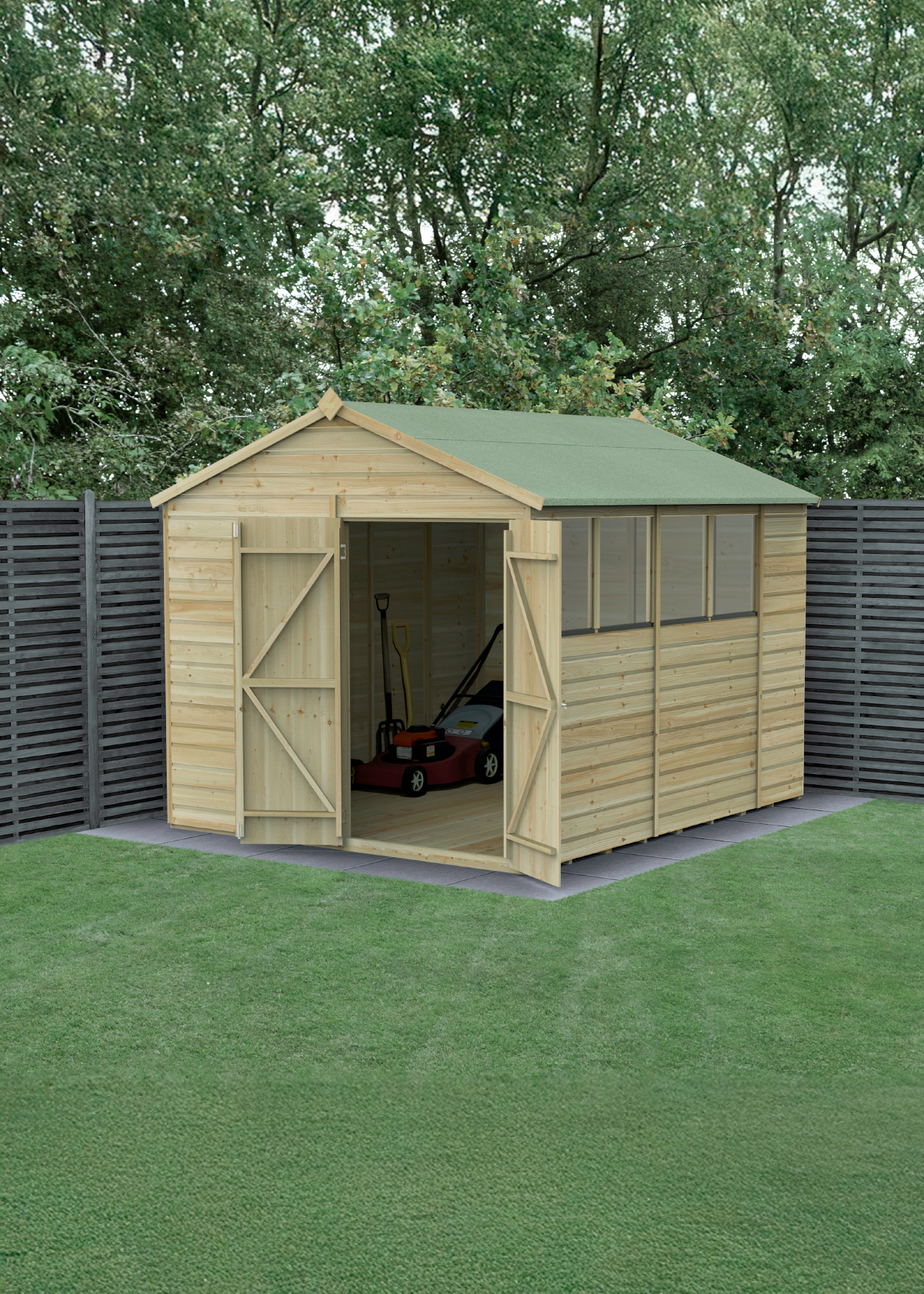 Beckwood 8x10 Apex Shed With Double Door & 4 Windows