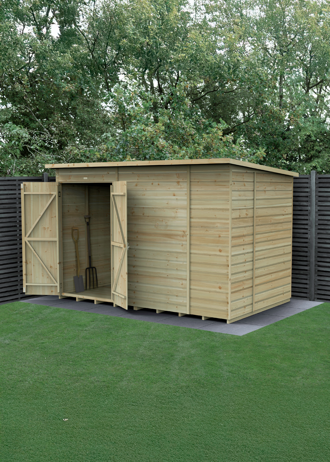 Beckwood 10x6 Pent Shed With Double Door (Installed)