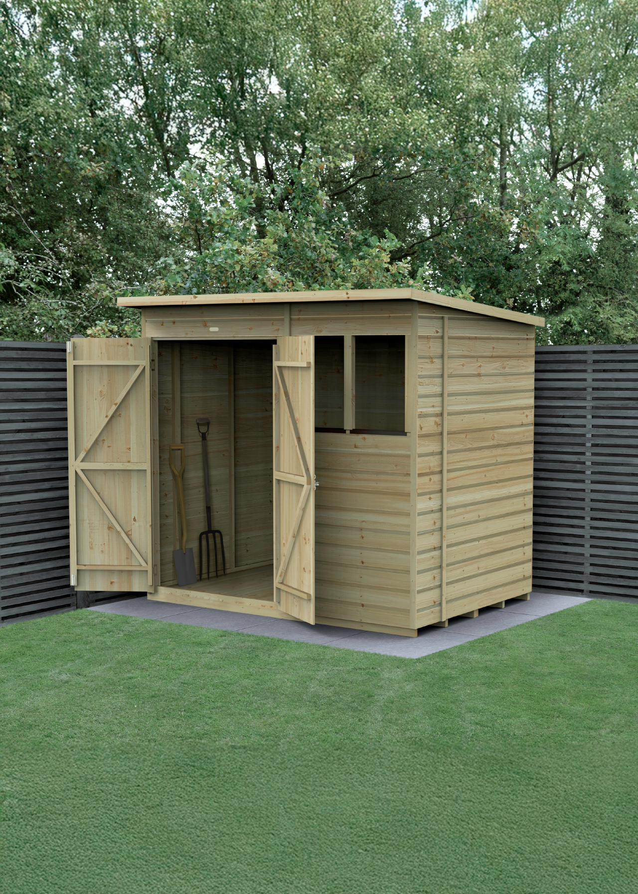 Beckwood 7x5 Pent Shed With Doors & 2 Windows Installed