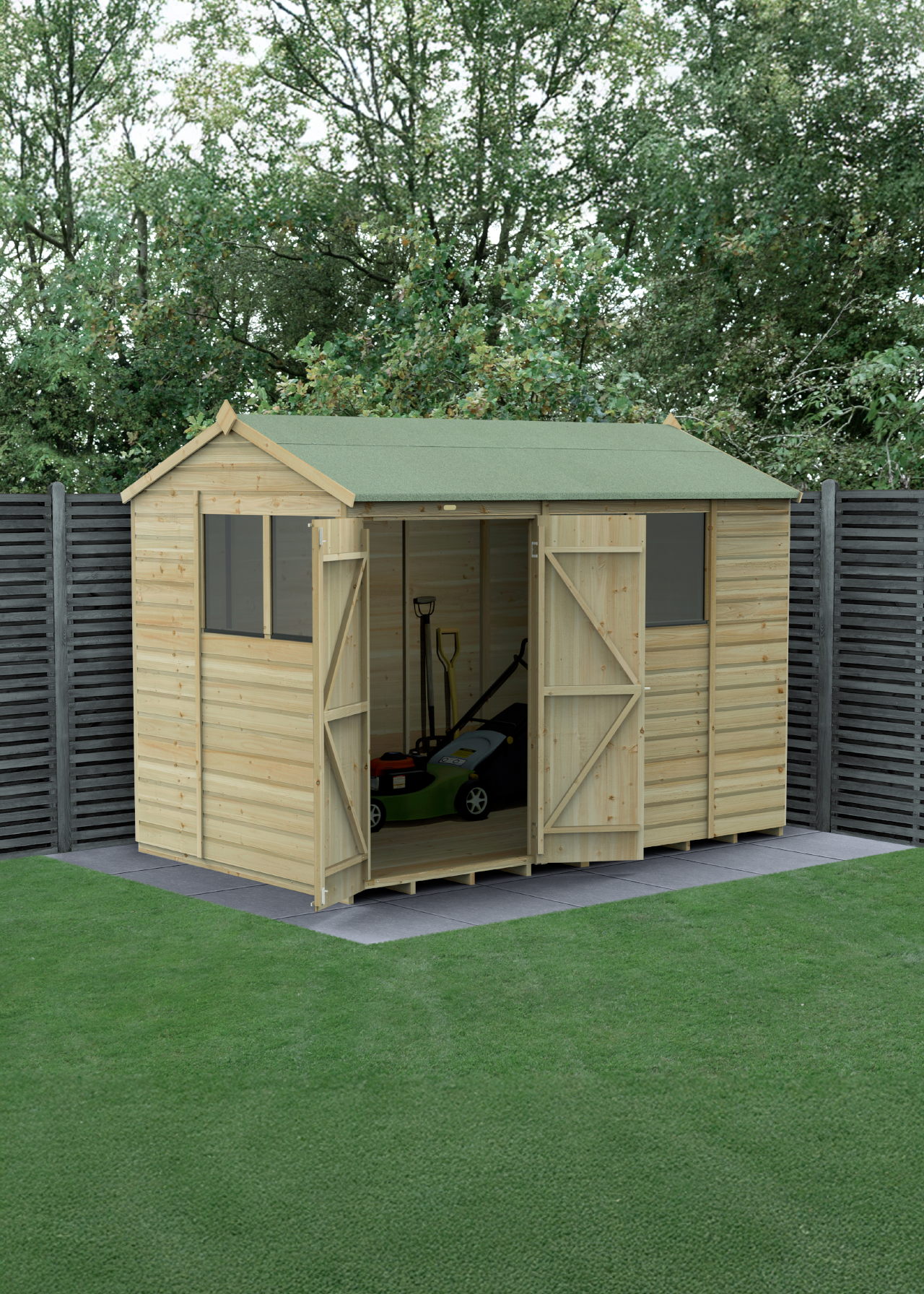 Beckwood 10x6 Reverse Apex Shed With 4 Windows Installed