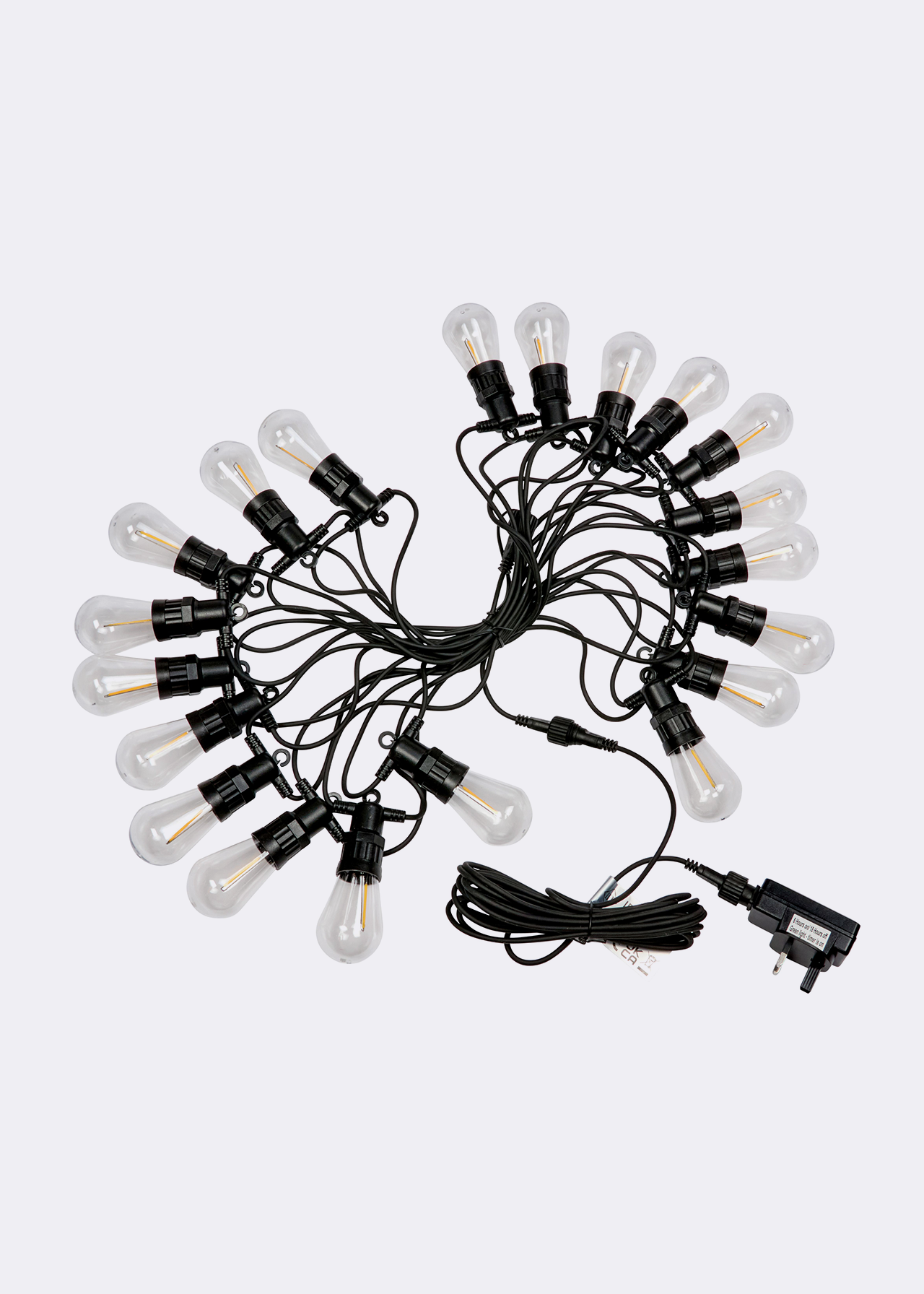 Set of 20 Vintage Festoon Warm White Solar String Lights