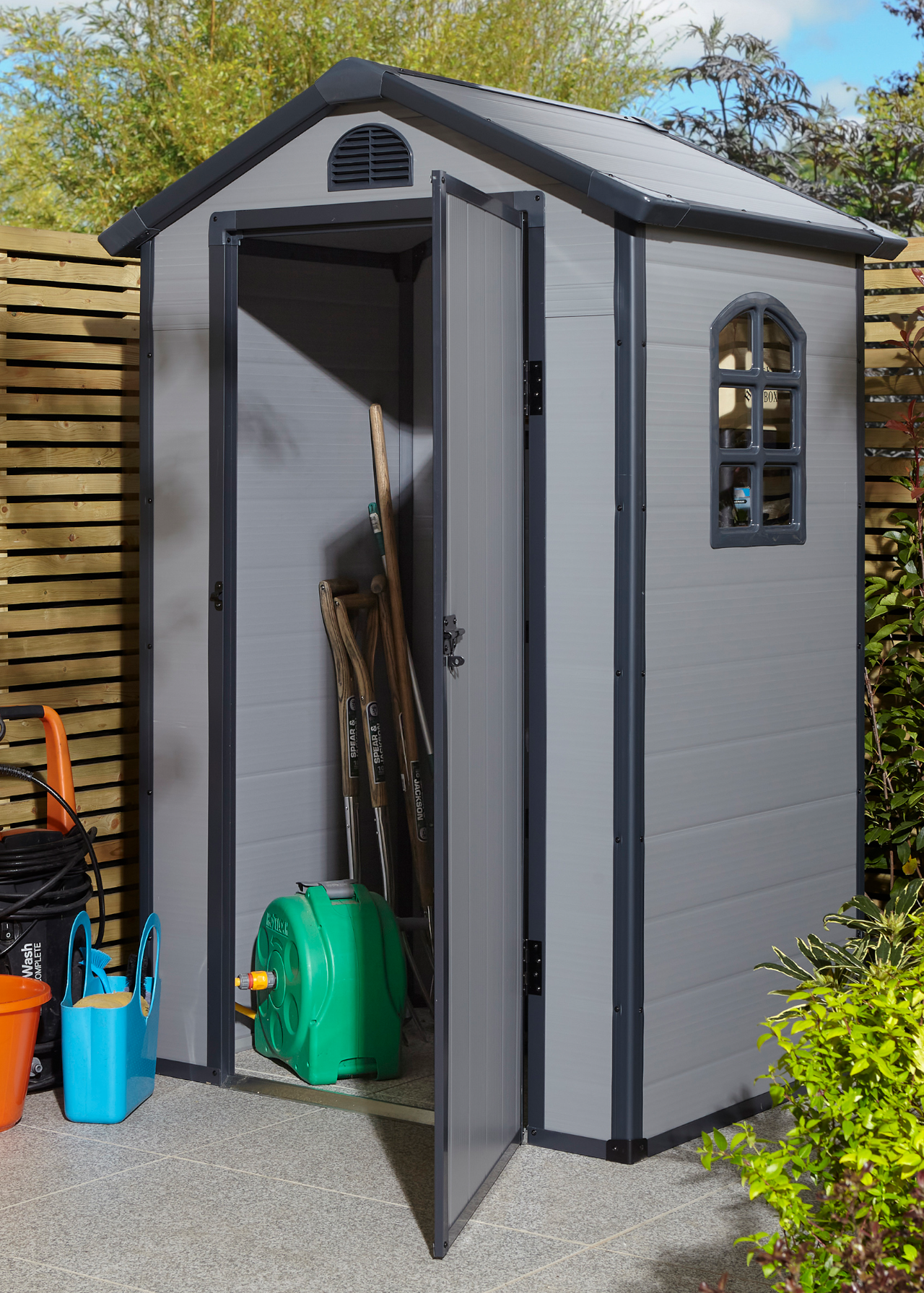 Airevale 4X3 Plastic Apex Shed Light Grey
