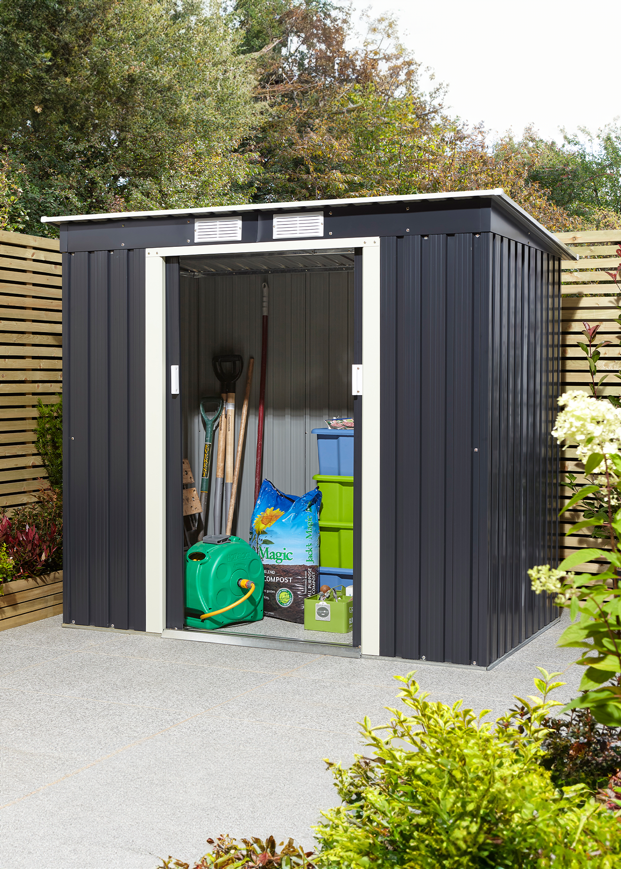 Trentvale 6x4 Metal Pent Shed in Dark Grey