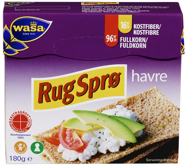 WASA KNEKKEBRØD RUGSPRØ HAVRE 180G