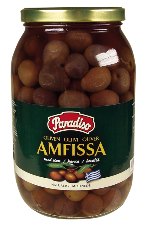 OLIVEN GOURM AMFISSA SORT M/STEN 2X2KG