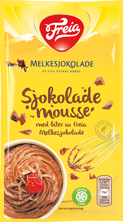 SJOKOLADEMOUSSE MED MELKESJOKOLADEBITER 100G FREIA