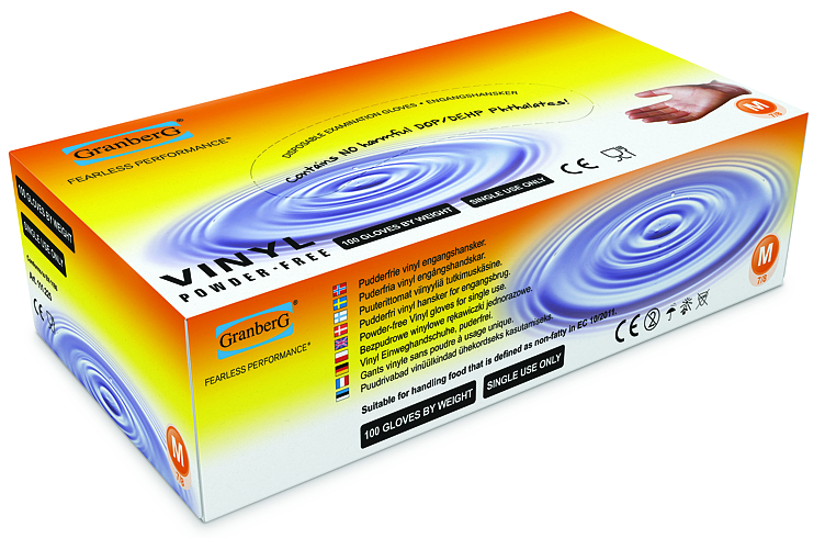 ENGANGSHANSKER L ULTRASOFT VINYL/PVC, PUDDERFRI KLAR FARGE