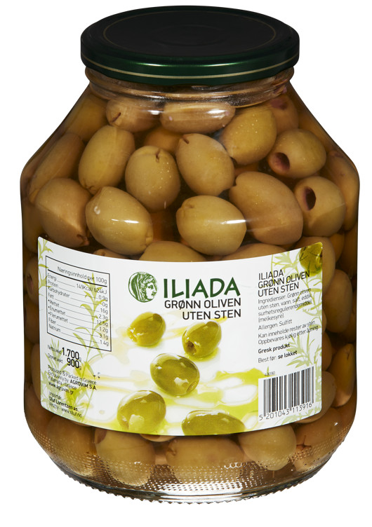 GRØNNE OLIVEN U/STEN 1.7KG ILIADA