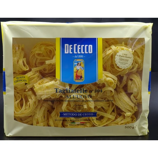 TAGLIATELLE EGG PASTA TØRR,  0,5KG PAKKE  DE CECCO