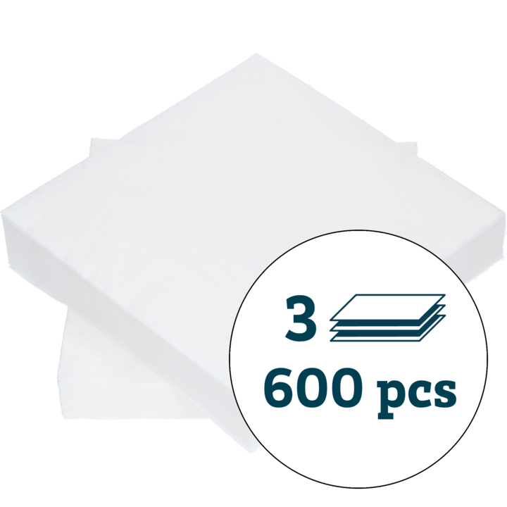 SERVIETT 3-LAG HVIT 40X40CM