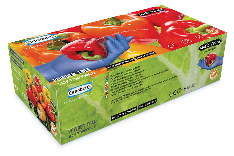 ENGANGSHANSKER (L) MAGIC TOUCH® SOFT NITRILE™, PUDDERFRI
