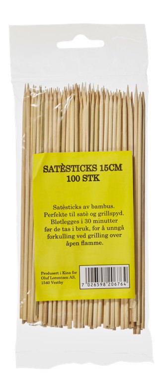 SATÈSTICKS BAMBOO 15CM 100PCE