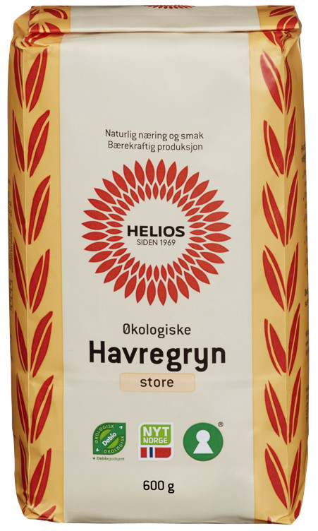 ØKOLOGISK HAVREGRYN STORE 600G HELIOS