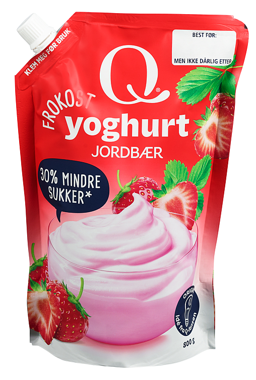 Q FROKOSTYOGHURT JORDBÆR 800G POSE