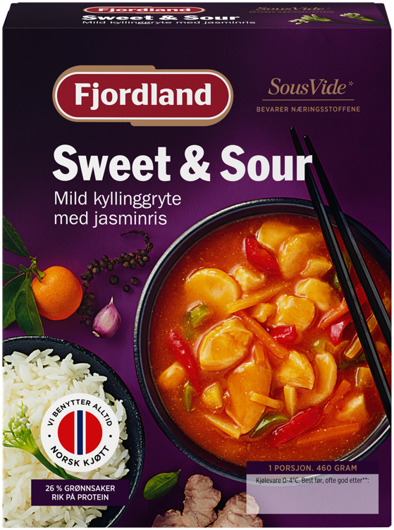 FJORDLAND SWEET SOUR MILD KYLLINGGRYTE MED JASMINRIS 460G