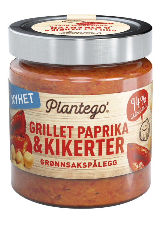 PLANTEGO' GRØNNSAKSPÅLEGG GRILLET PAPRIKA OG KIKERTER 165G