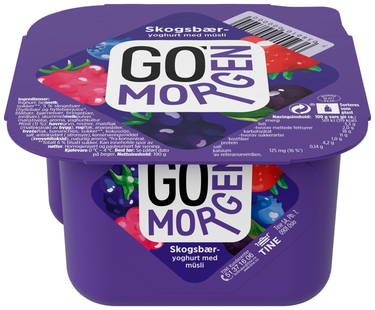 GO MORGEN SKOGSBÆR/MÜSLI 190G TINE
