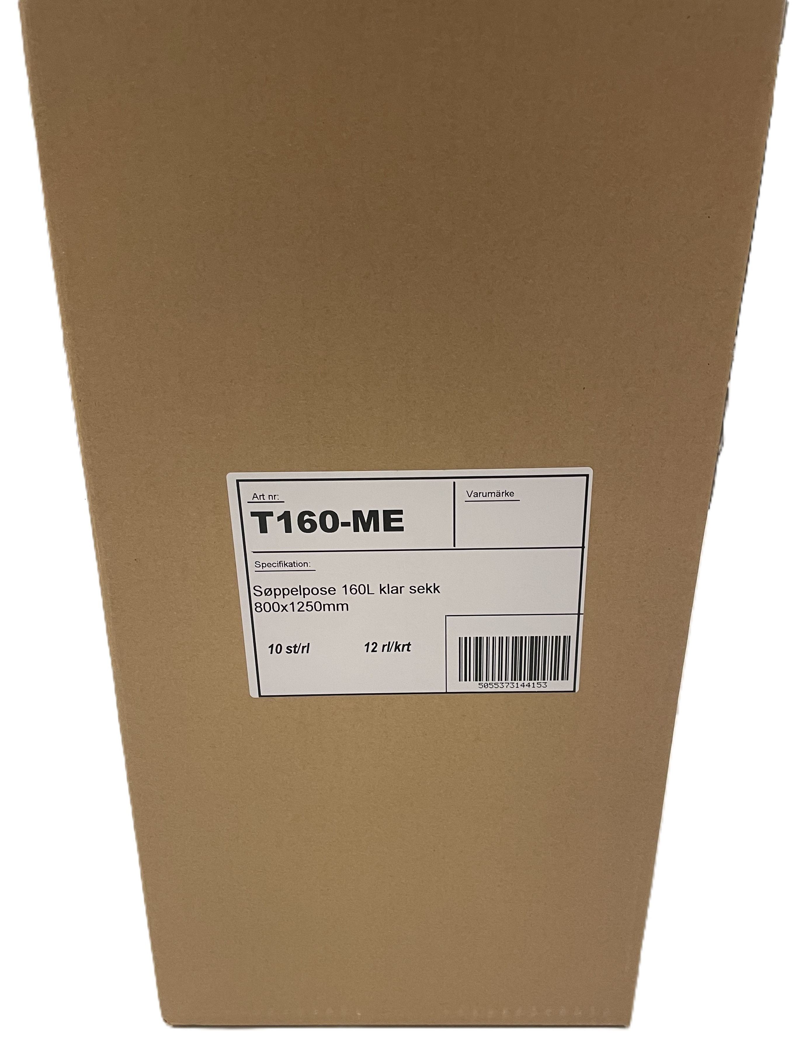 WASTE BAG 160LTR CLEAR 800X1250MM   10PCS