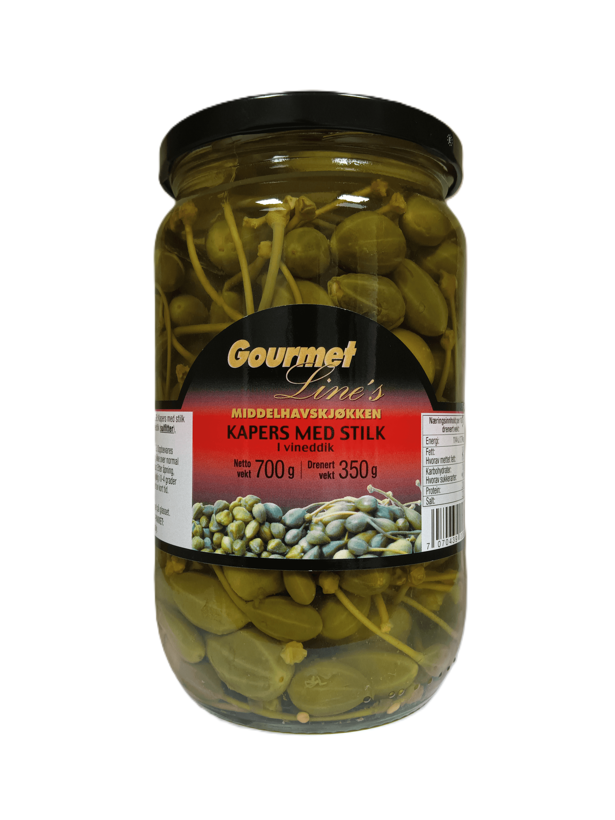 KAPERS MED STILK 700G GOURMET LINE