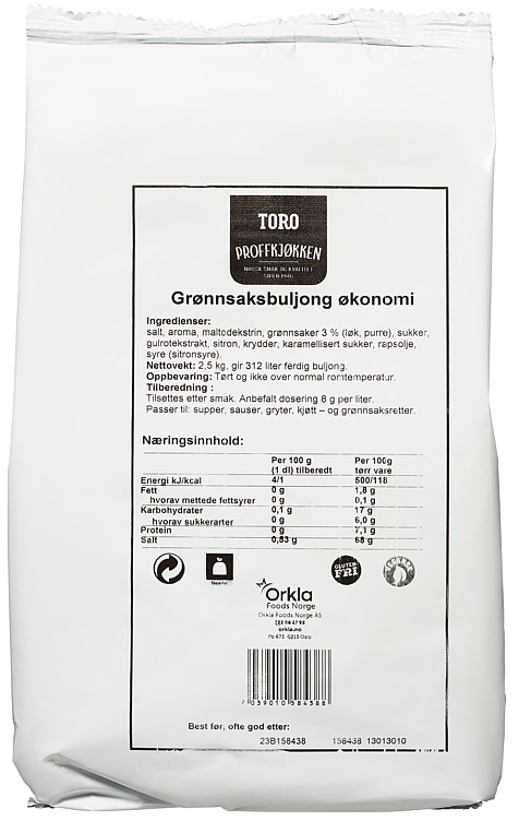 TORO GRØNNSAKSBULJONG ØKONOMI 2,5KG