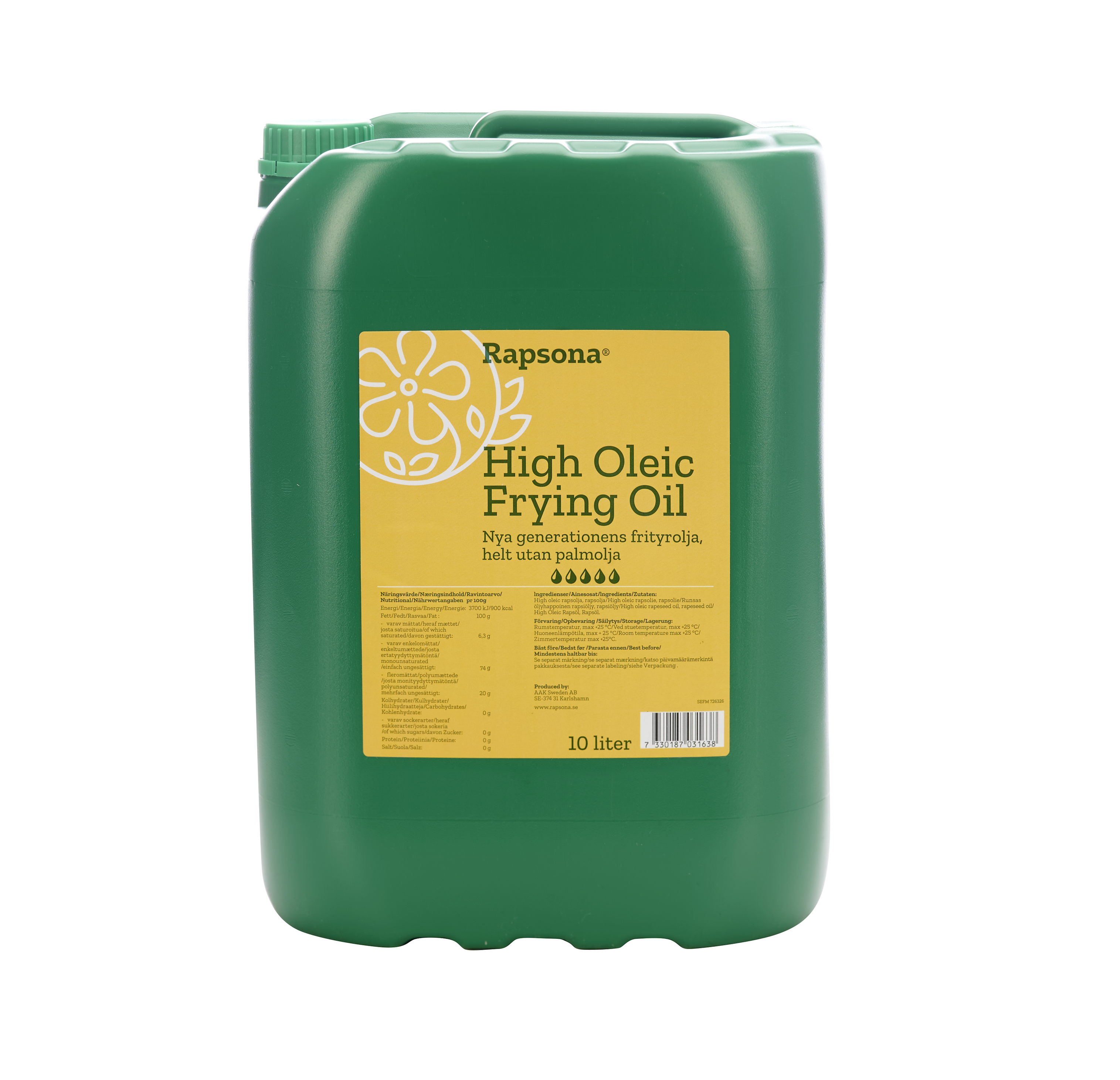 HIGH OLEIC FRITYROLJE, RAPSOLJE 10L RAPSONA