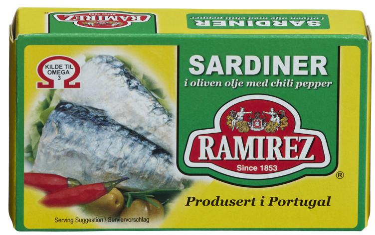 SARDINER OLIVENOLJE M/CHILI RAMIREZ 124G
