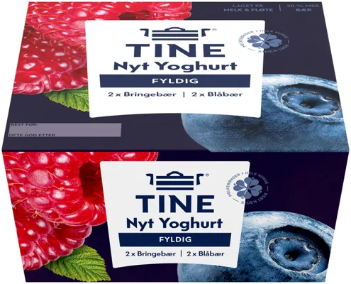 Yoghurt Blåbær/Bringebær 4x125g Tine