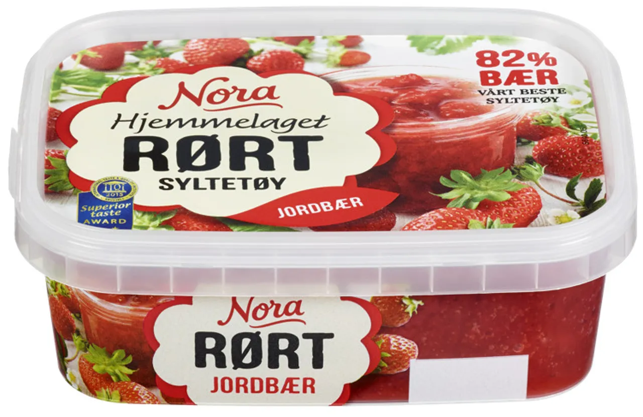 JORDBÆRSYLTETØY RØRTE 280G NORA