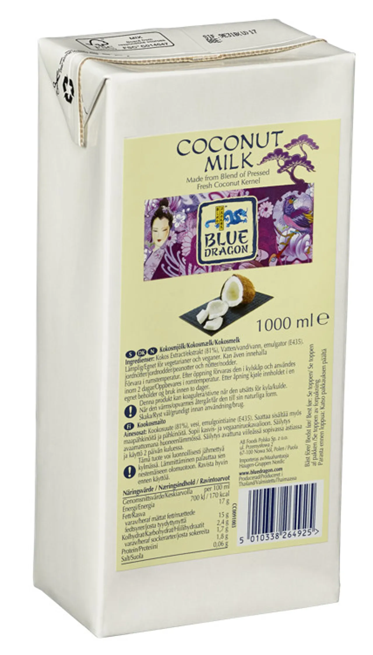 BLUE DRAGON KOKOSMELK 12X1L