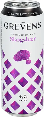 Grevens Cider Skogsbær Uten Sukker 0.5l Bx