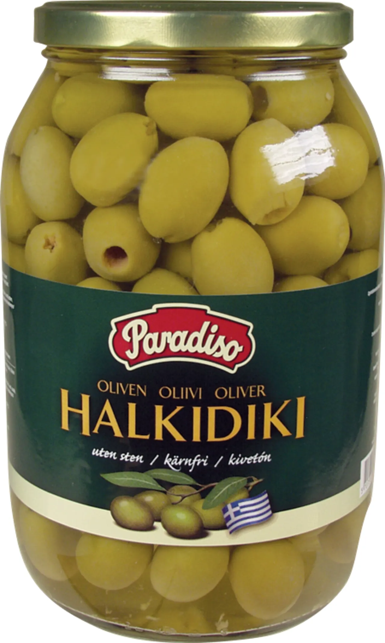 OLIVEN GOURMET HALKIDIKI GRØNN U/STEN2X1,850