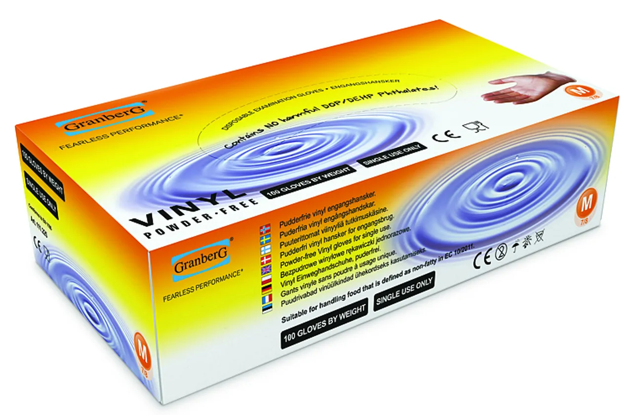 ENGANGSHANSKER M ULTRASOFT VINYL/PVC, PUDDERFRI KLAR FARGE