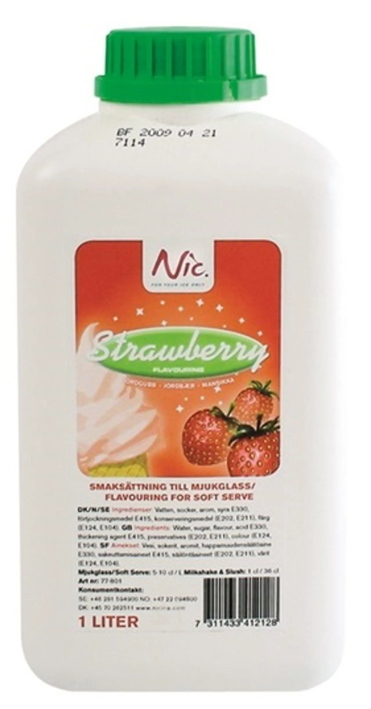 NIC JORDBÆRSIRUP FLASKE 1